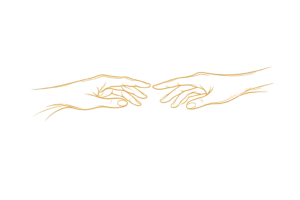 Golden line art hands for intuitive distance session